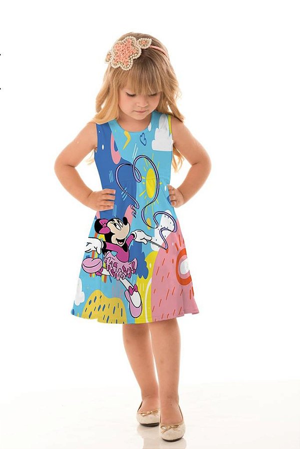 Vestido Infantil Minnie Coração Dia a Dia